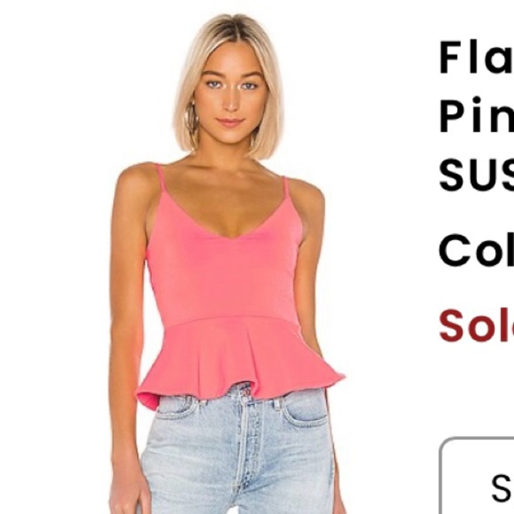 Susana Monaco Flare Hem Tank Small Knockout Pink Sleeveless Peplum Top